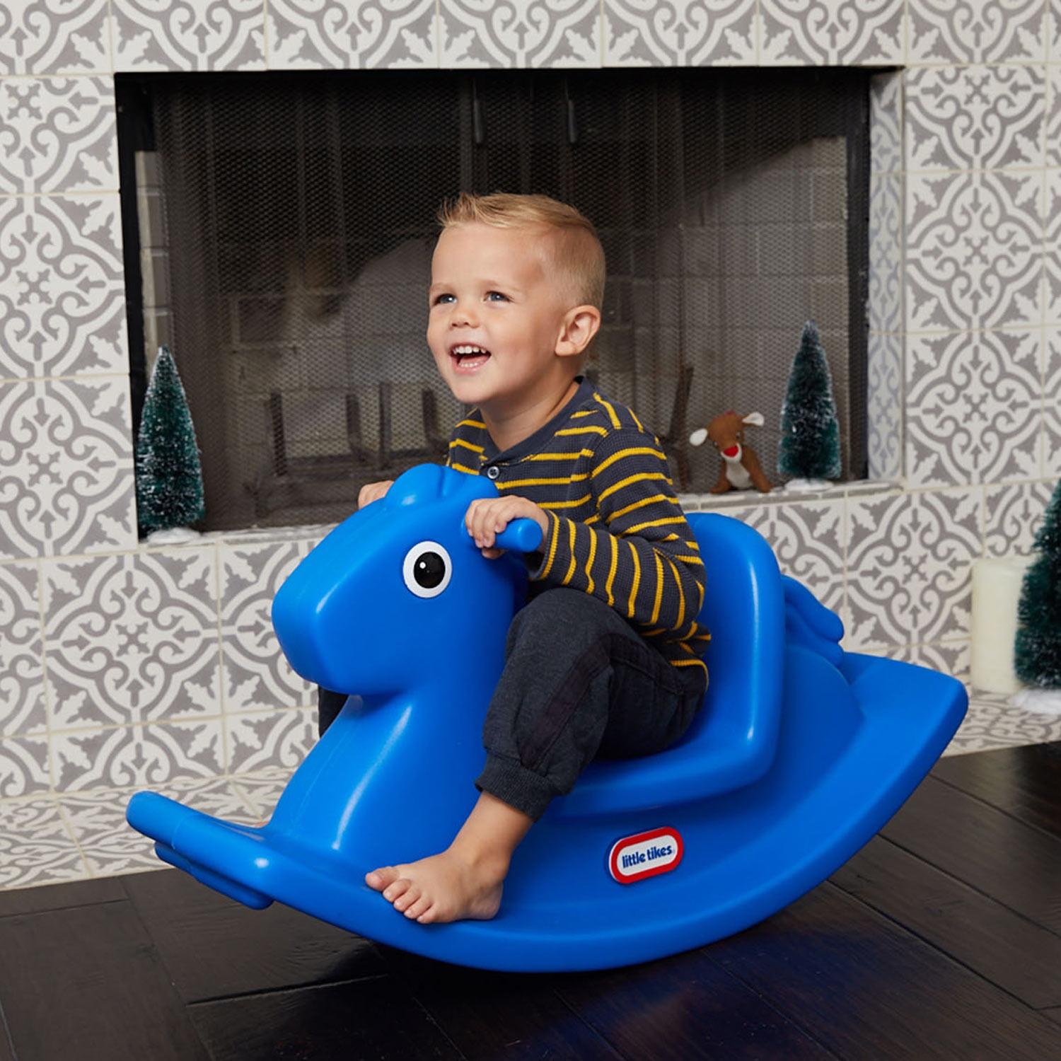 Rocking Horse - Primary Blue - Compact Toddler Rocker for Indoor and Outdoor Play with Gentle Rocking and Imaginative Play