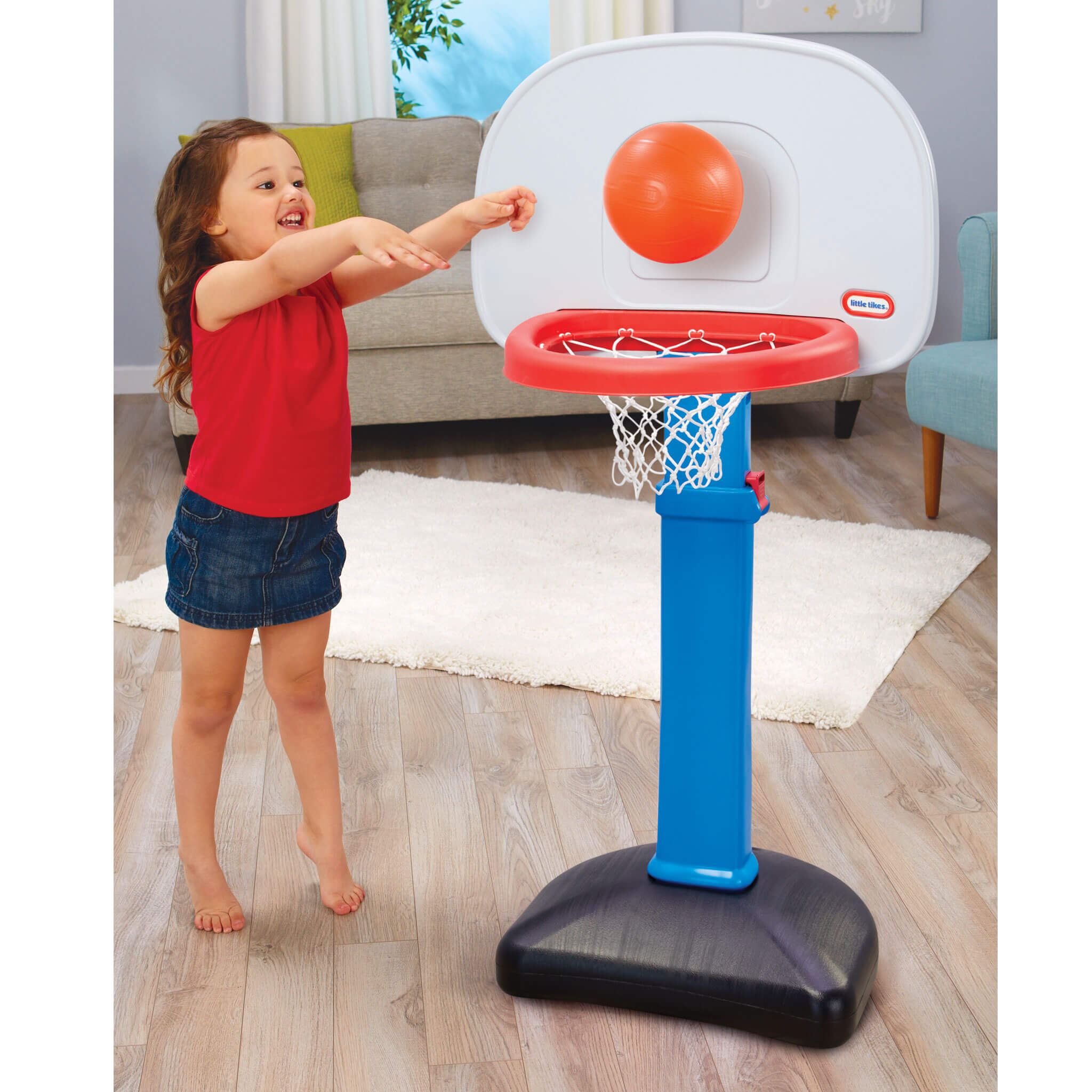 TotSports™ Easy Score™ Basketball Set - Adjustable Toddler Hoop with Oversized Rim with Easy Scoring for Growing Players
