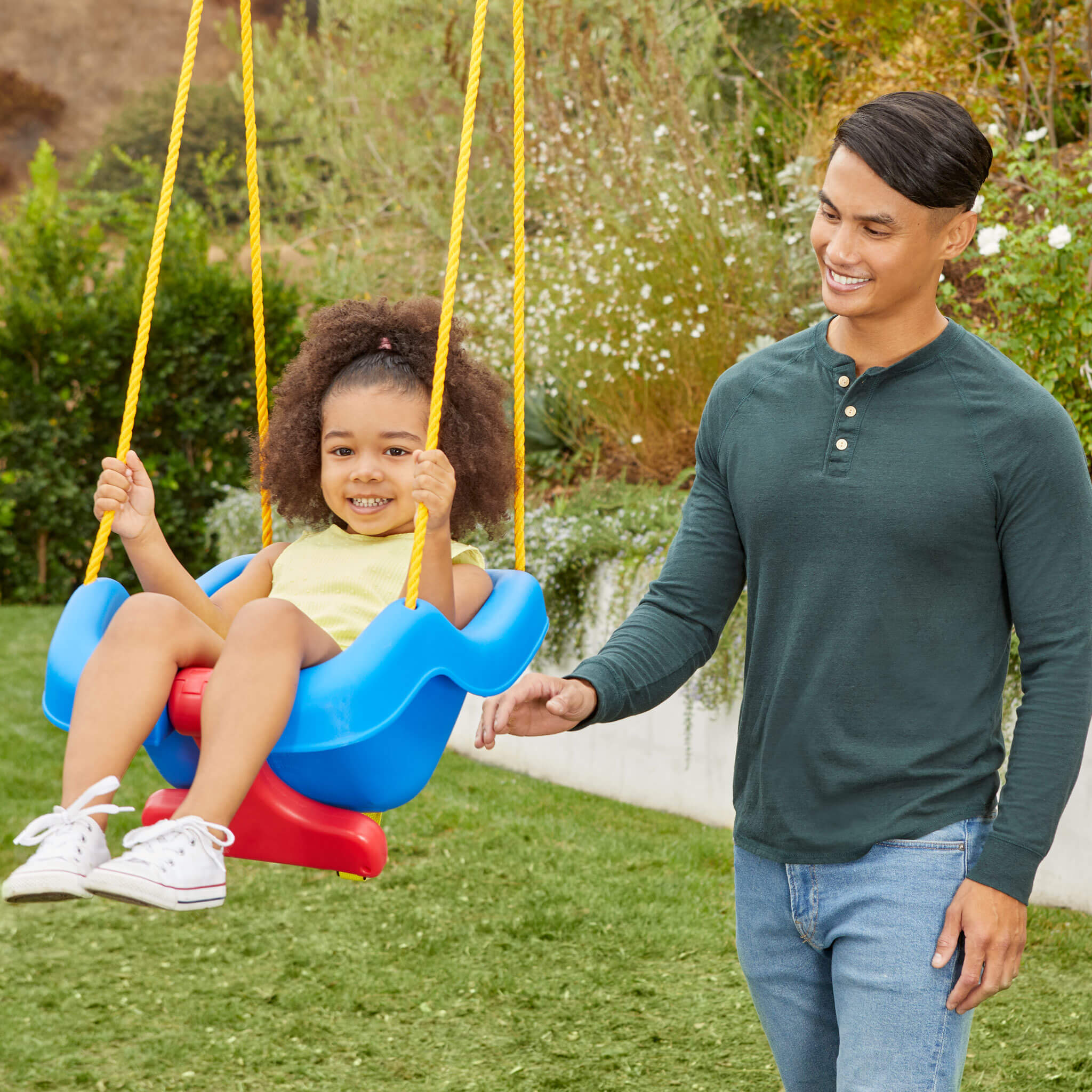 2-in-1 Snug 'n Secure™ Swing - Blue - Convertible Baby-to-Toddler Outdoor Swing with Secure and Comfortable Swinging