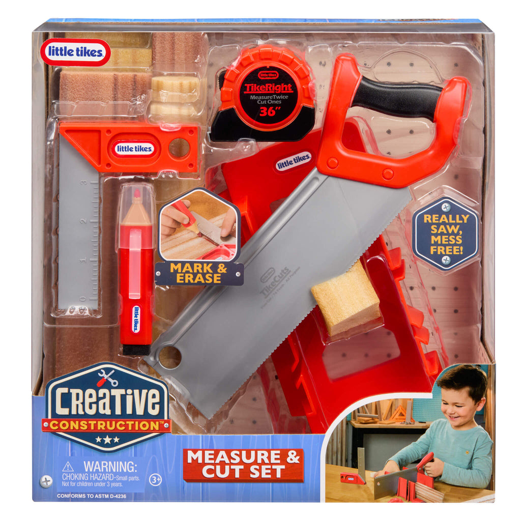 Creative Construction™ Measure and Cut Set - Kids Measuring and Pretend Cutting Workshop Set with Measuring, Marking and Creative Building