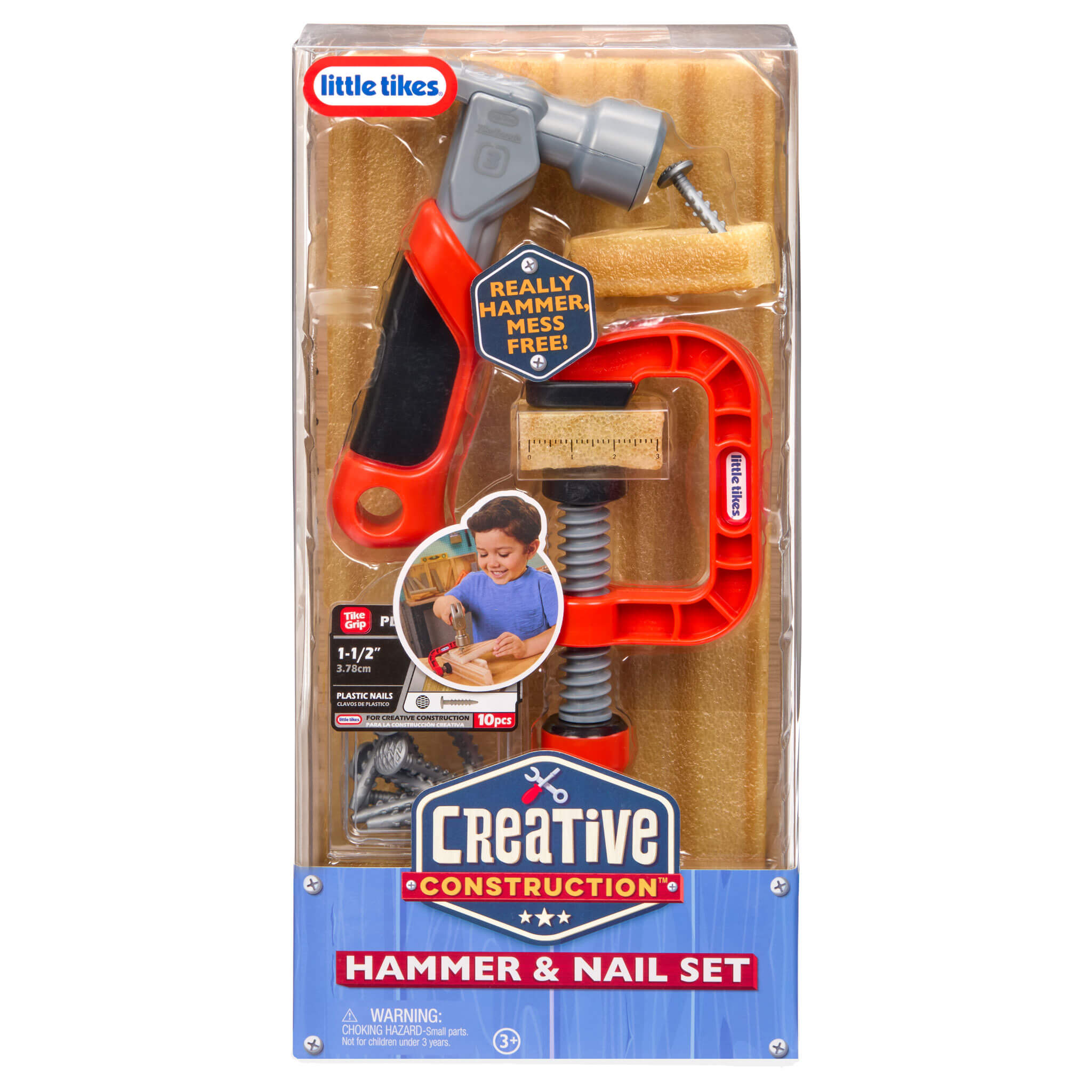 Creative Construction™ Hammer and Nail Set - Foam Nail Building Set with Kid-Friendly Hammer with Hands-On Building Without Sharp Pieces