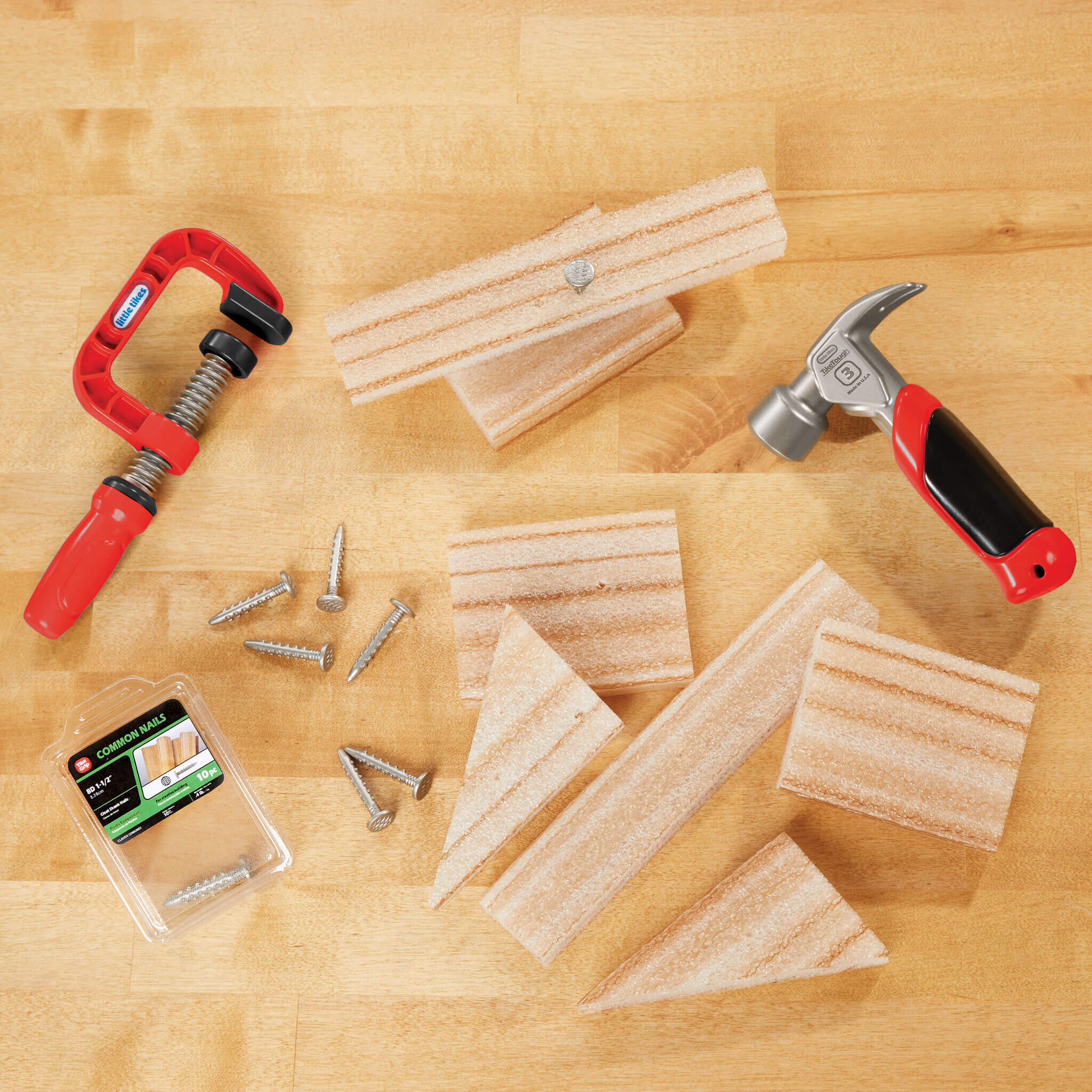 Creative Construction™ Hammer and Nail Set - Foam Nail Building Set with Kid-Friendly Hammer with Hands-On Building Without Sharp Pieces