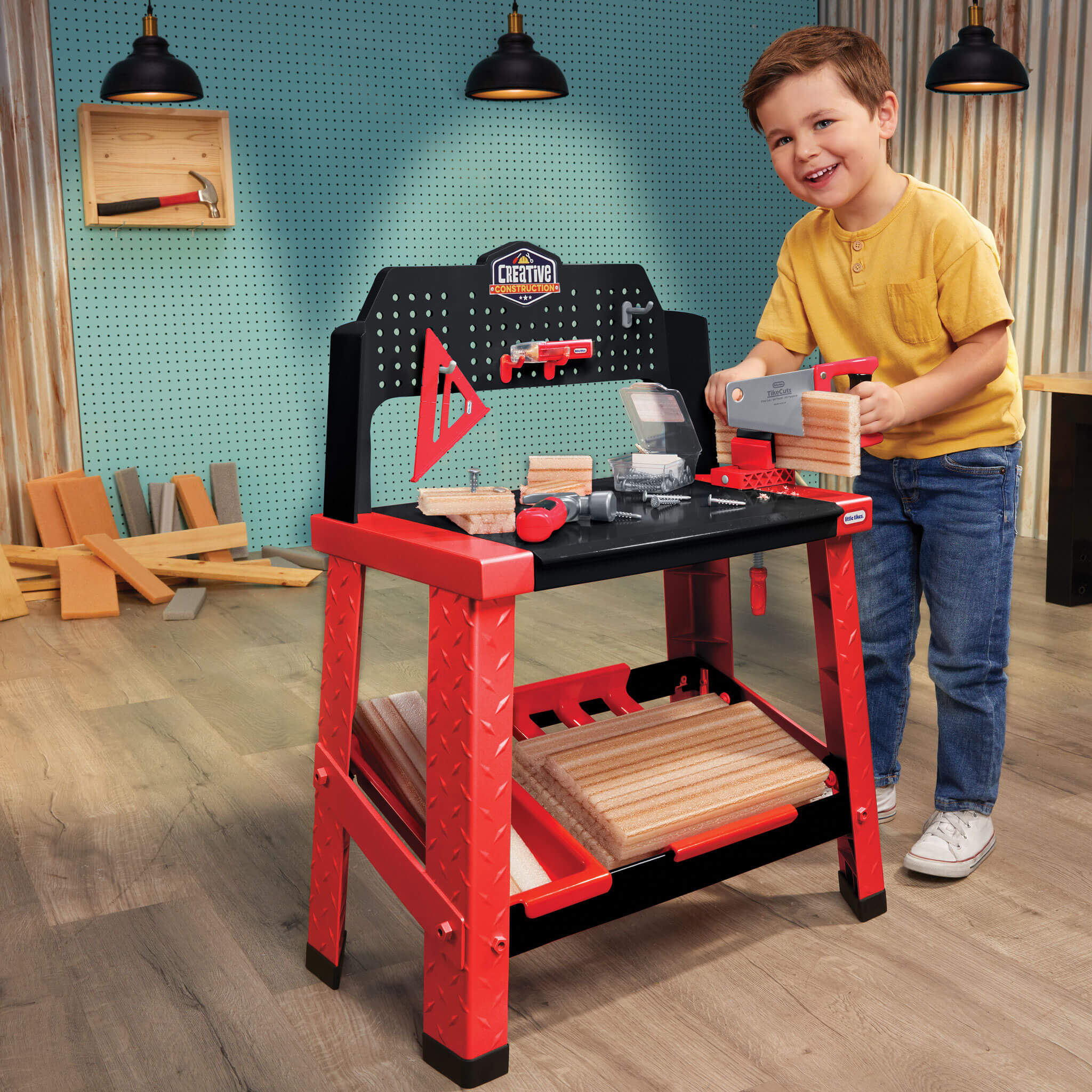 Creative Construction™ Workbench - Realistic Kids Workbench with Tools and Storage with Tool Recognition and Creative Building