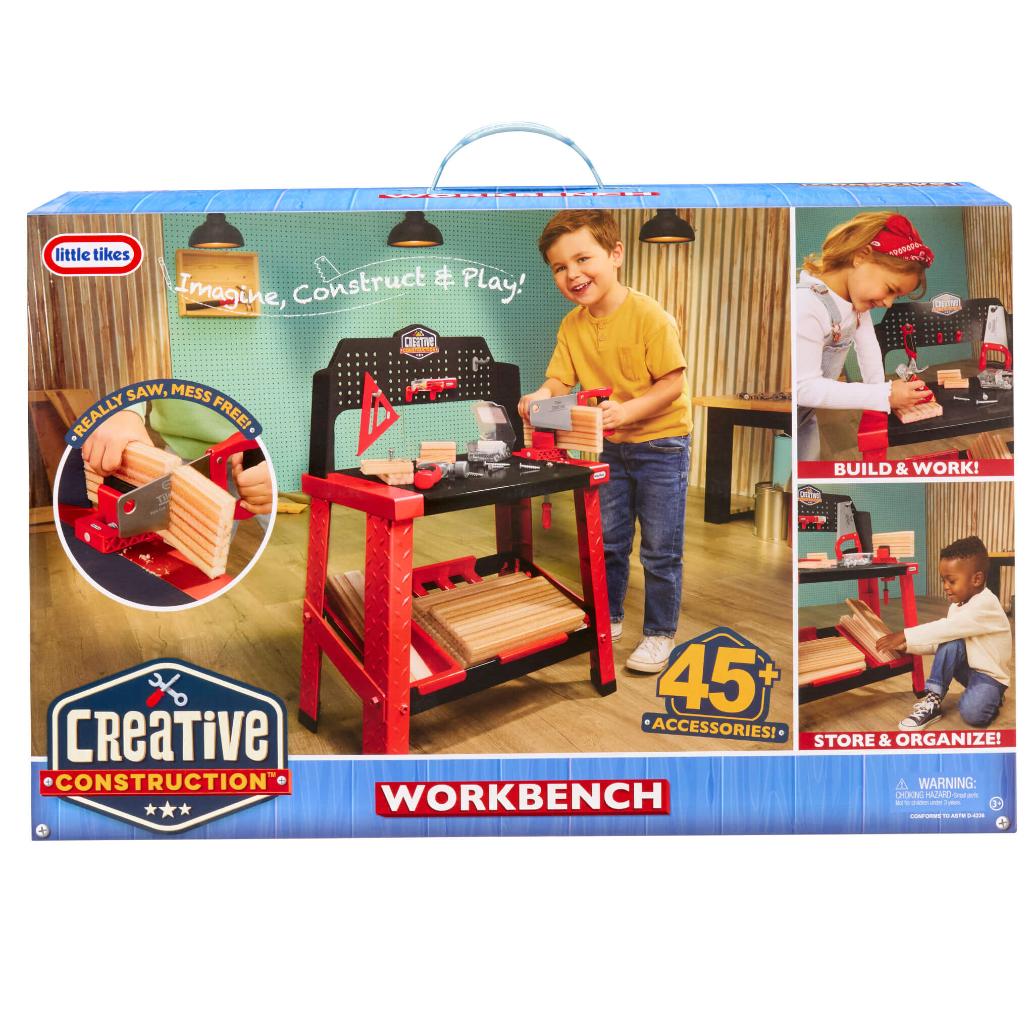 Creative Construction™ Workbench - Realistic Kids Workbench with Tools and Storage with Tool Recognition and Creative Building