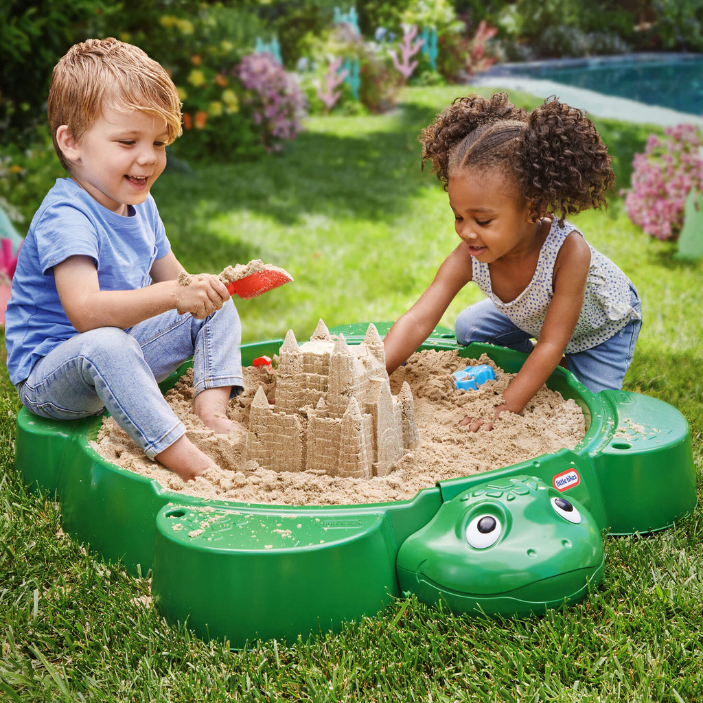 Turtle Sandbox - Outdoor Sand Play Center with Protective Lid with Covered Outdoor Sand Adventures